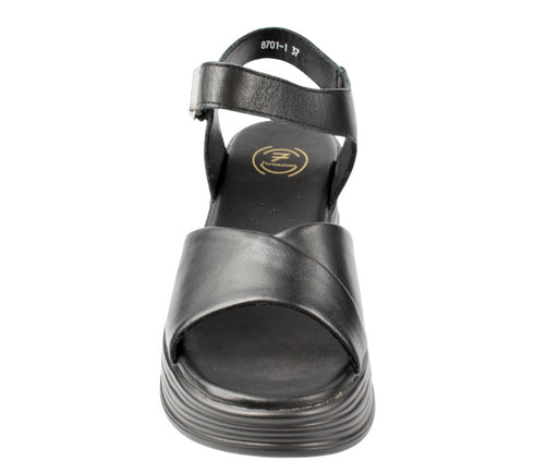 Sandale casual, dama, FORMAZIONE, 8701 negru, piele naturala, platforma